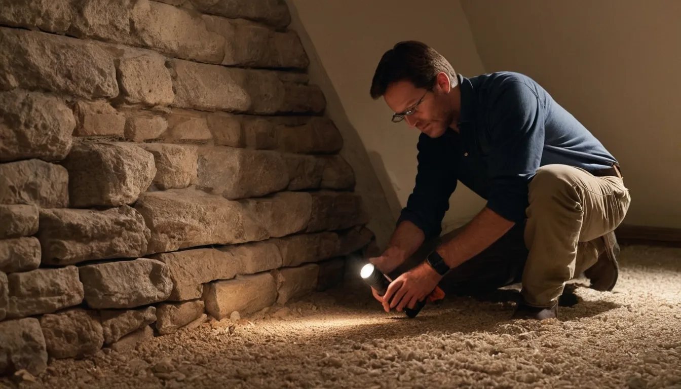 A provider checking a basement wall during a home inspection in the Danbury area
